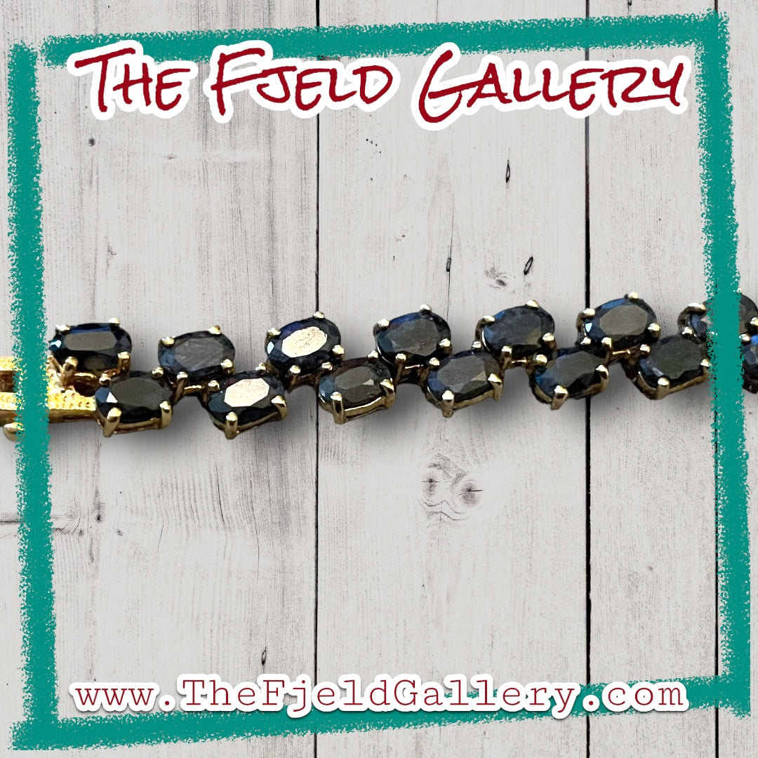 Sapphire Gemstone Vermeil Gold Plated Sterling Silver Tennis Bracelet