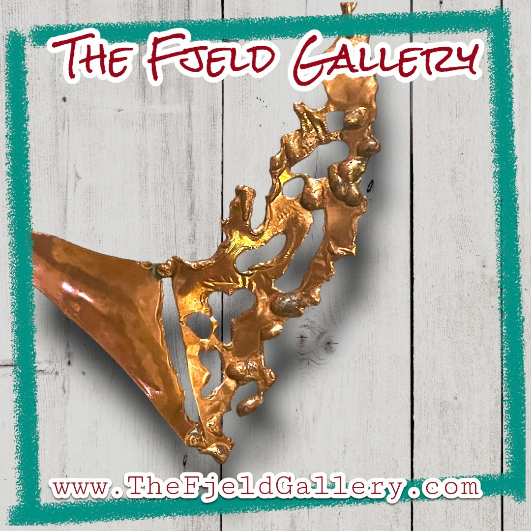 Barbaric Arts & Crafts Copper & Brass 1940’s Vintage Chevron Necklace