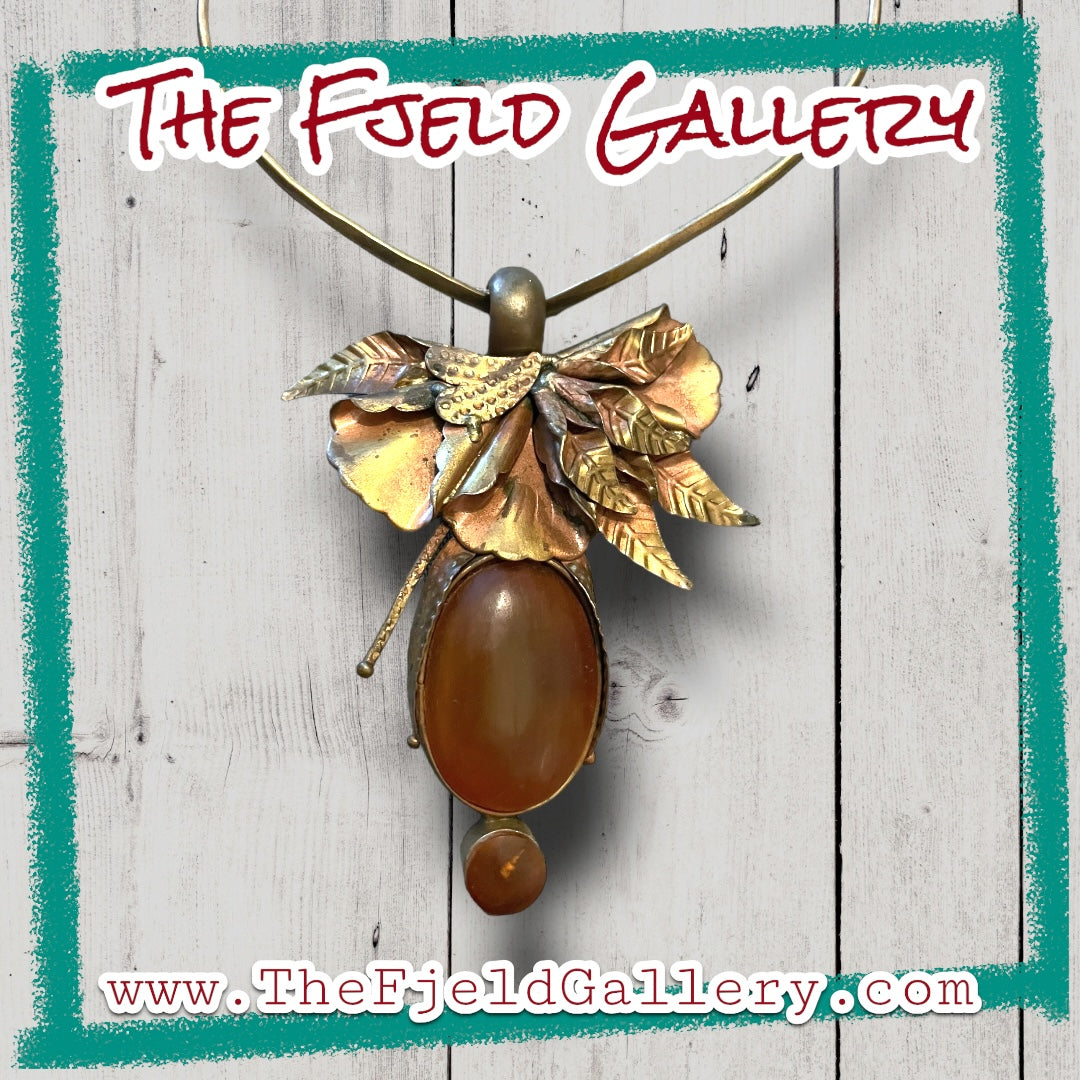 Eleganté Brass Amber Barbaric Choker Floral Necklace