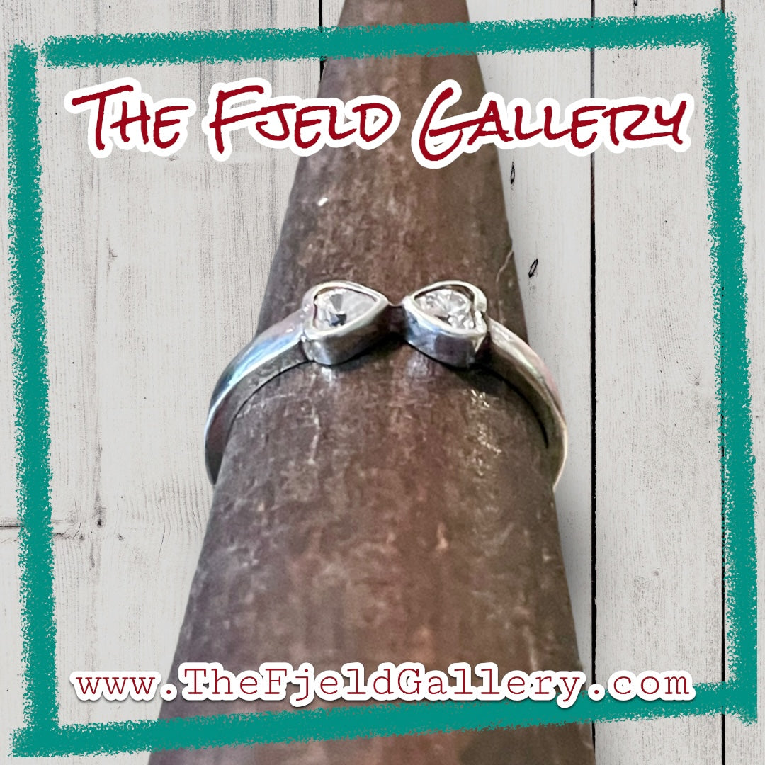 Double Heart Zircon Sterling Silver Ring