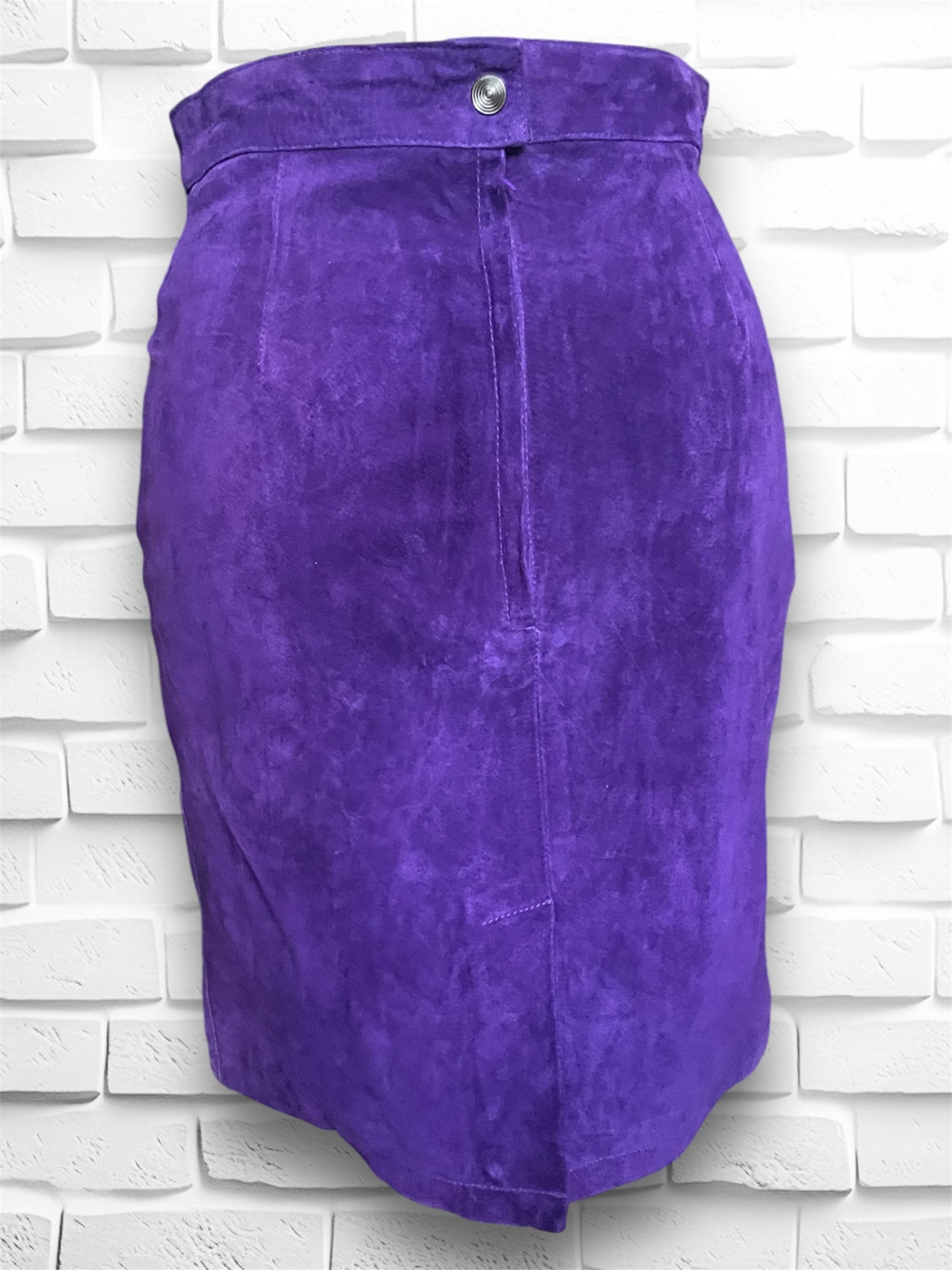 Vintage 1980’s Purple Suede Leather Pencil Mini Skirt