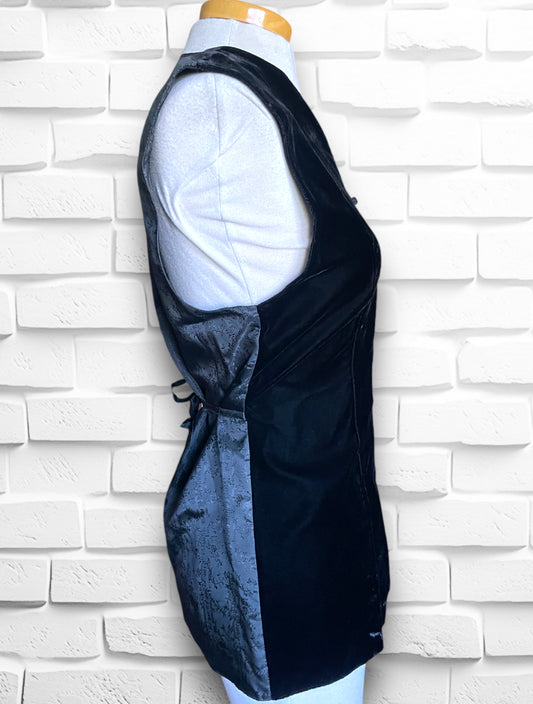 Vintage Asian Style Black Velvet Vest