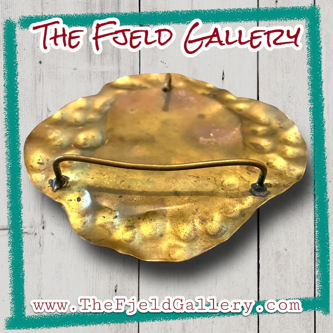 Vintage 1970’s Large Brass Agate Gemstone Slice Belt Buckle