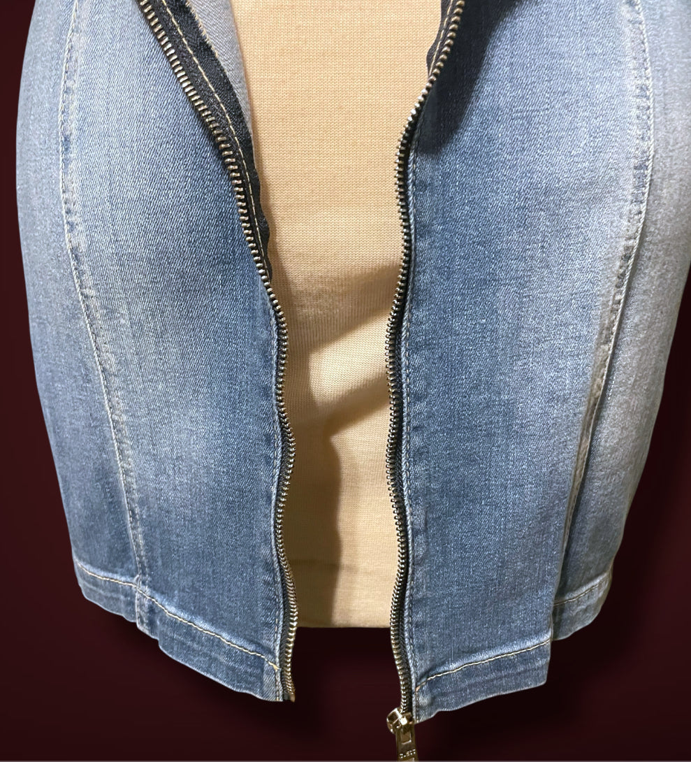 Vintage Guess Denim Jean Sheath Body Con Mini Dress
