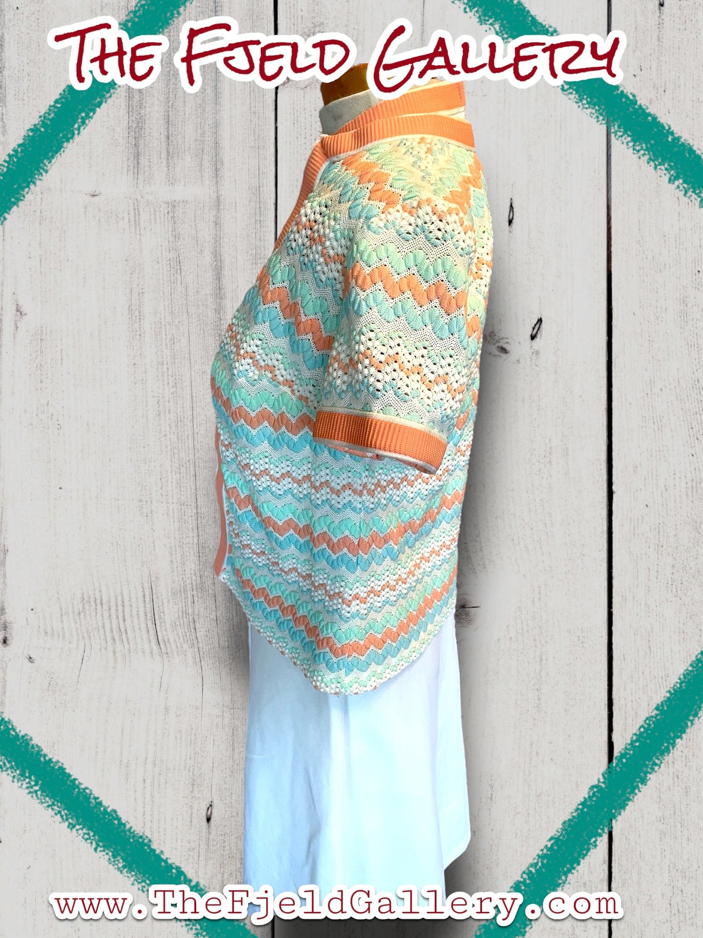 1960’s White, Pastel Pink, Blue & Green Spring Sleeveless Dress & Sweater Set