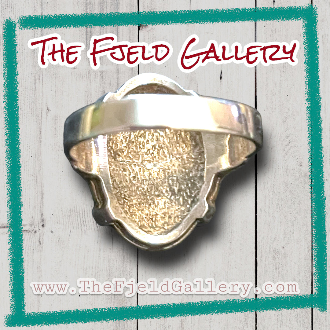 Vintage Art Deco Blue Chalcedony & Marcasite Sterling Silver Ring