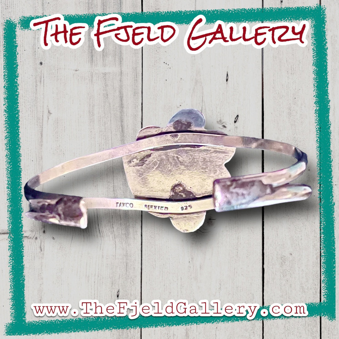 Turquoise Sterling Silver Vintage Taxco Mexico Cuff Bracelet