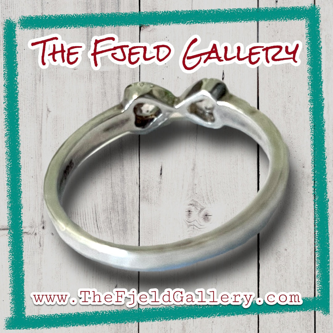 Double Heart Zircon Sterling Silver Ring