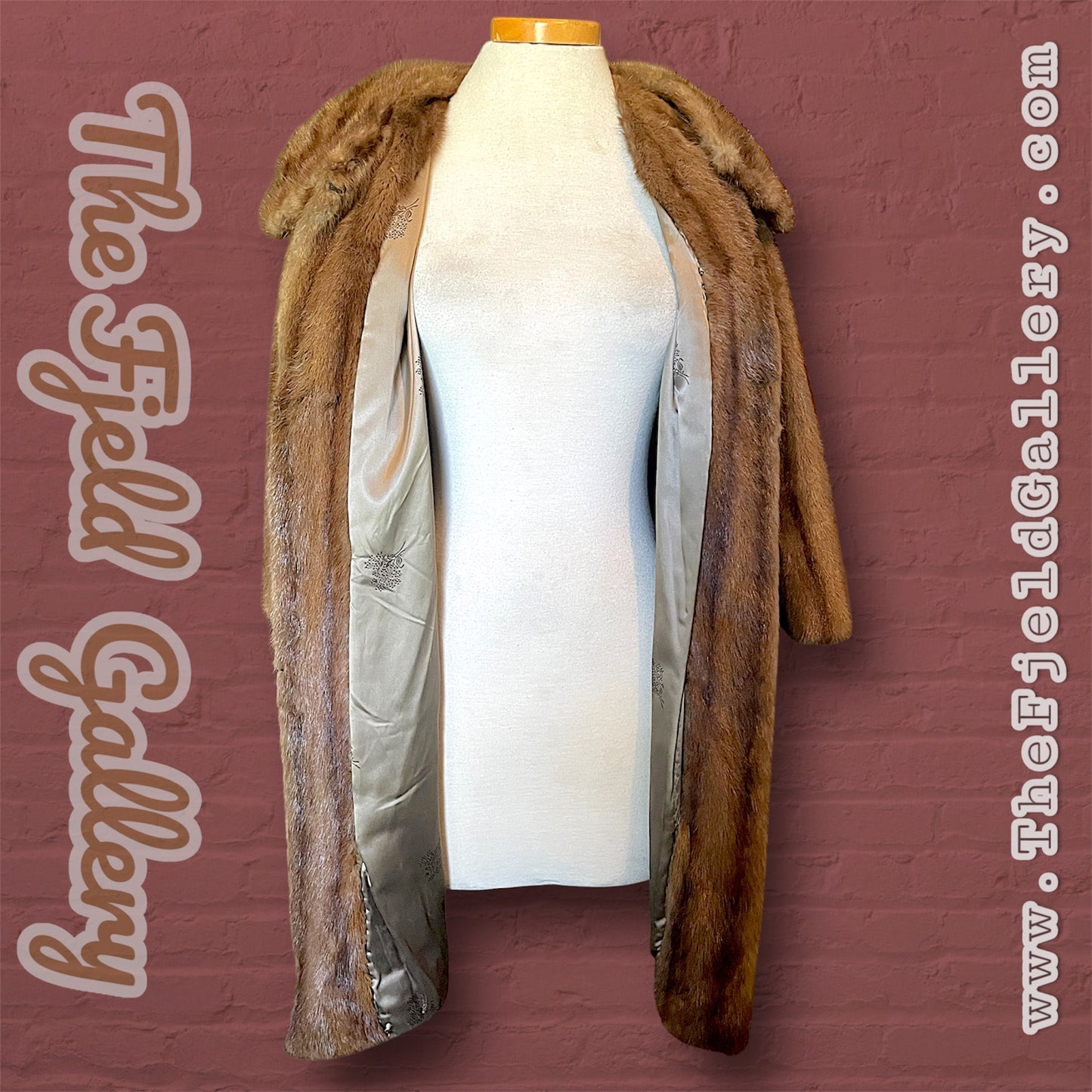 Vintage Long Brown Collared Mink Fur Coat