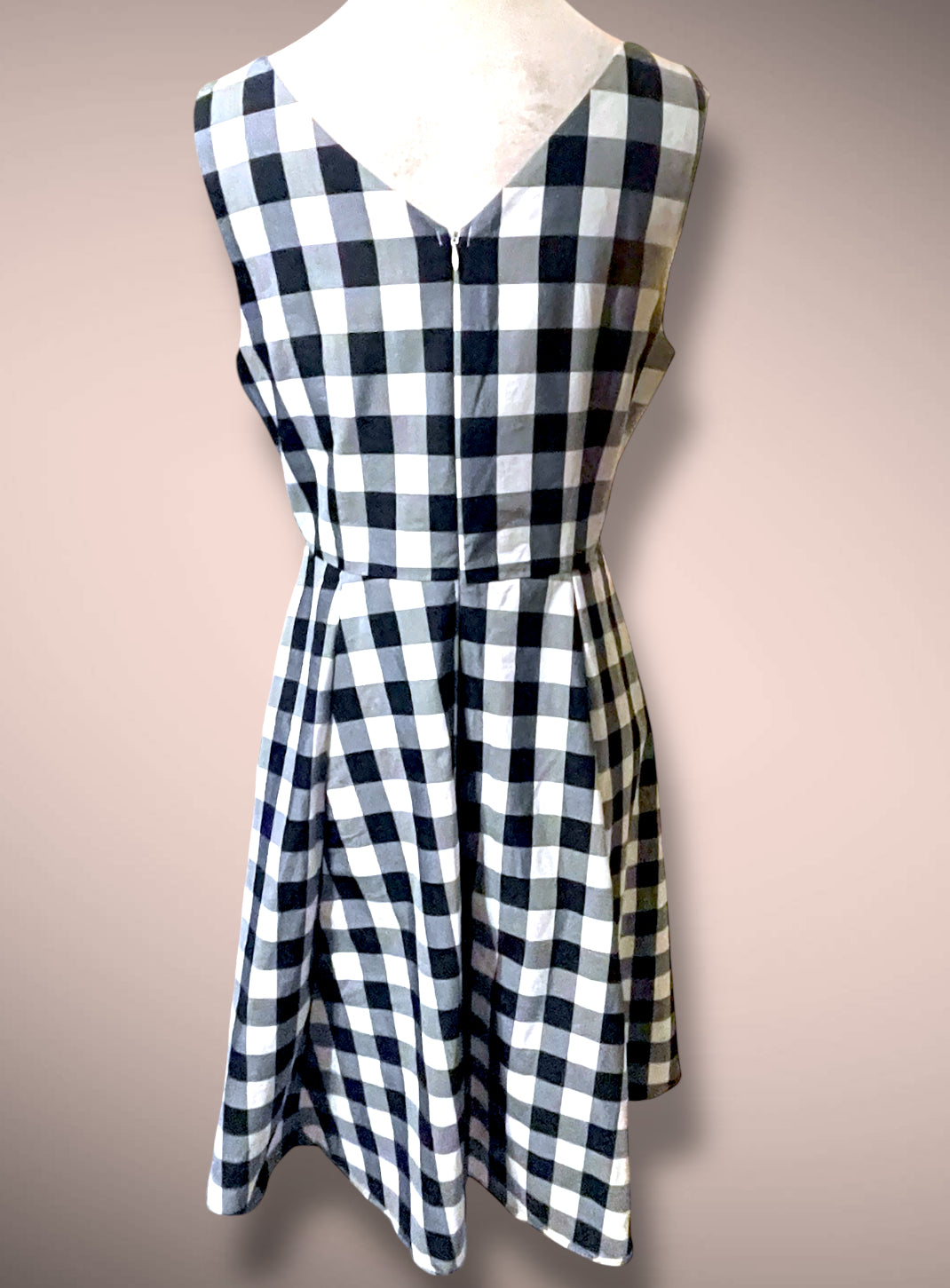 Vintage Gingham Black & White Picnic Plaid Tank A Line Rockabilly Dress
