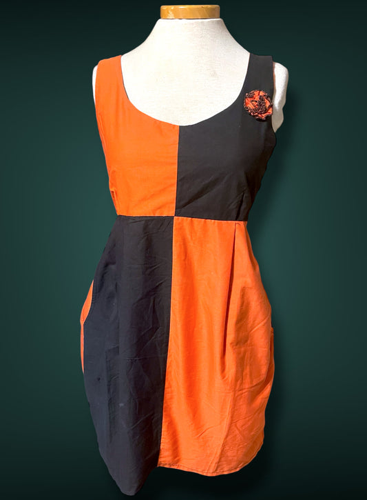 Vintage 1990’s Red & Black Color-block Harley Quinn Mini Tank Dress w/ Pockets