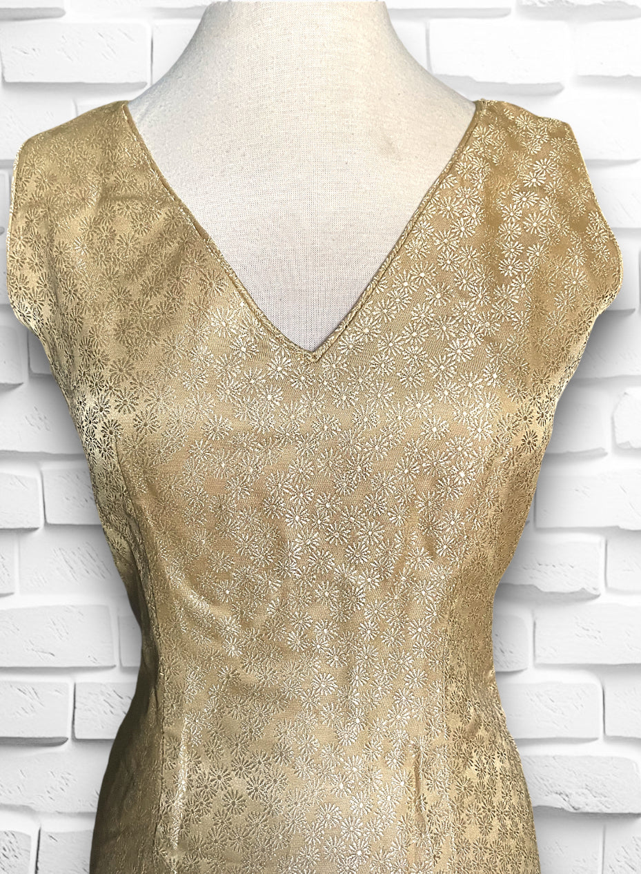 1960’s Custom Gold Floral Brocade Dress & Jacket Set