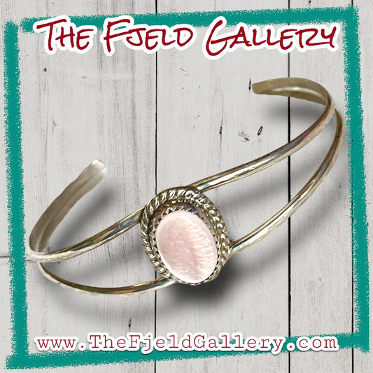 Pink Mother of Pearl Vintage Sterling Silver Native American Cuff Bracelet