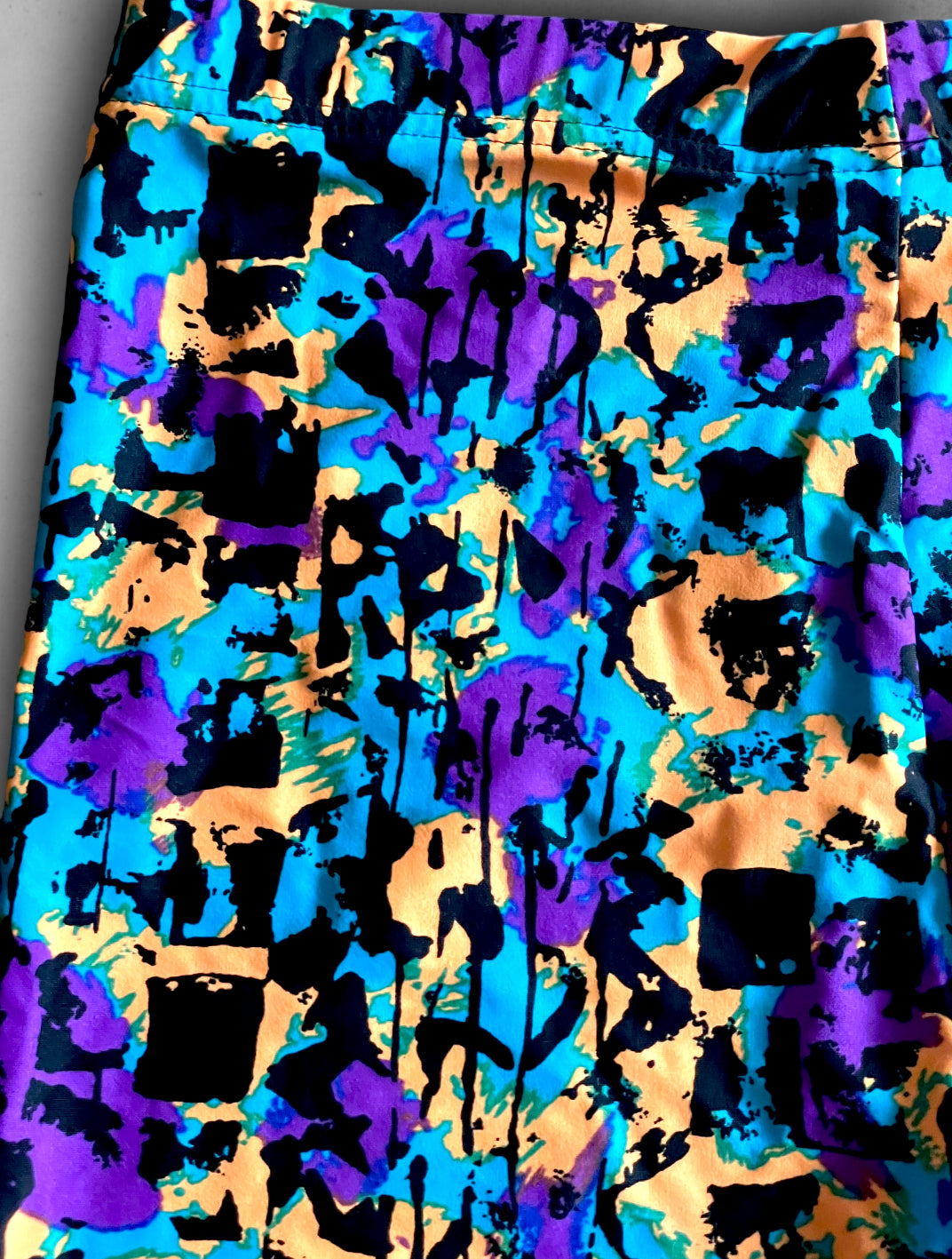Vintage 1980’s Purple, Teal Blue, Orange & Black Abstract Bike Shorts