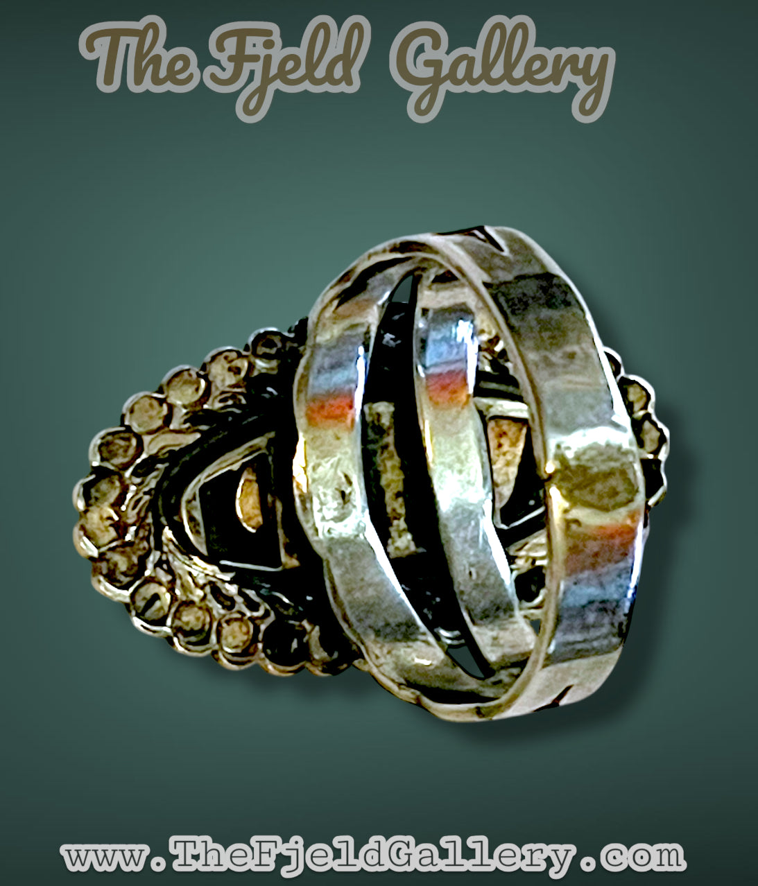 Gorgeous Sterling Cloisonné Enamel Blue Rose Ring