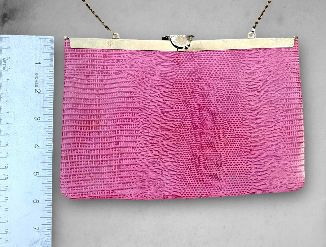 1970’s Pink Snake Skin Leather Purse