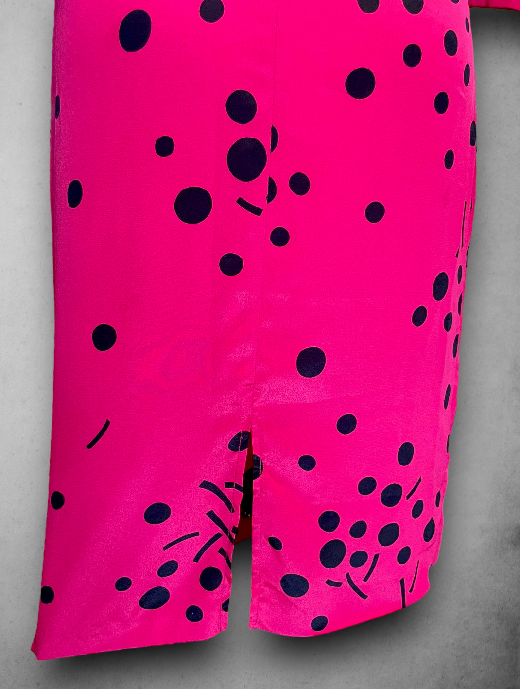 1980’s Pink Magenta Abstract Polka Dot Print Batwing Dress with Pockets