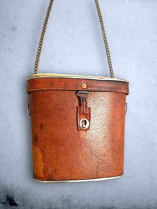 Vintage Brown Leather Binoculars Case Purse