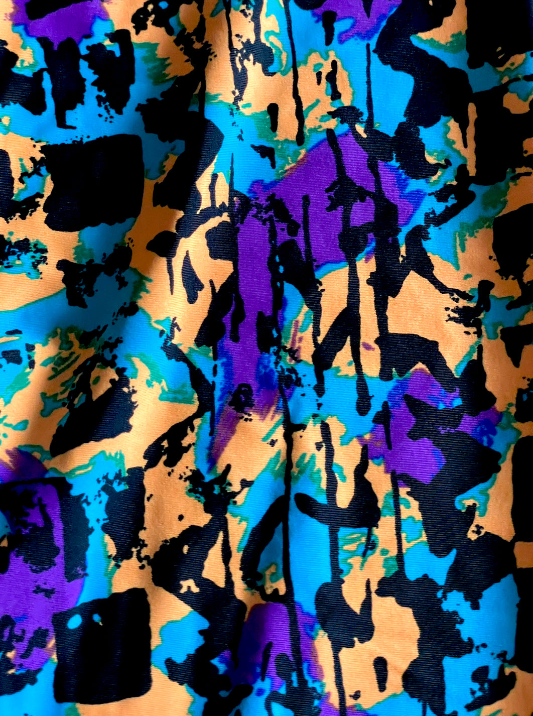 Vintage 1980’s Purple, Teal Blue, Orange & Black Abstract Bike Shorts