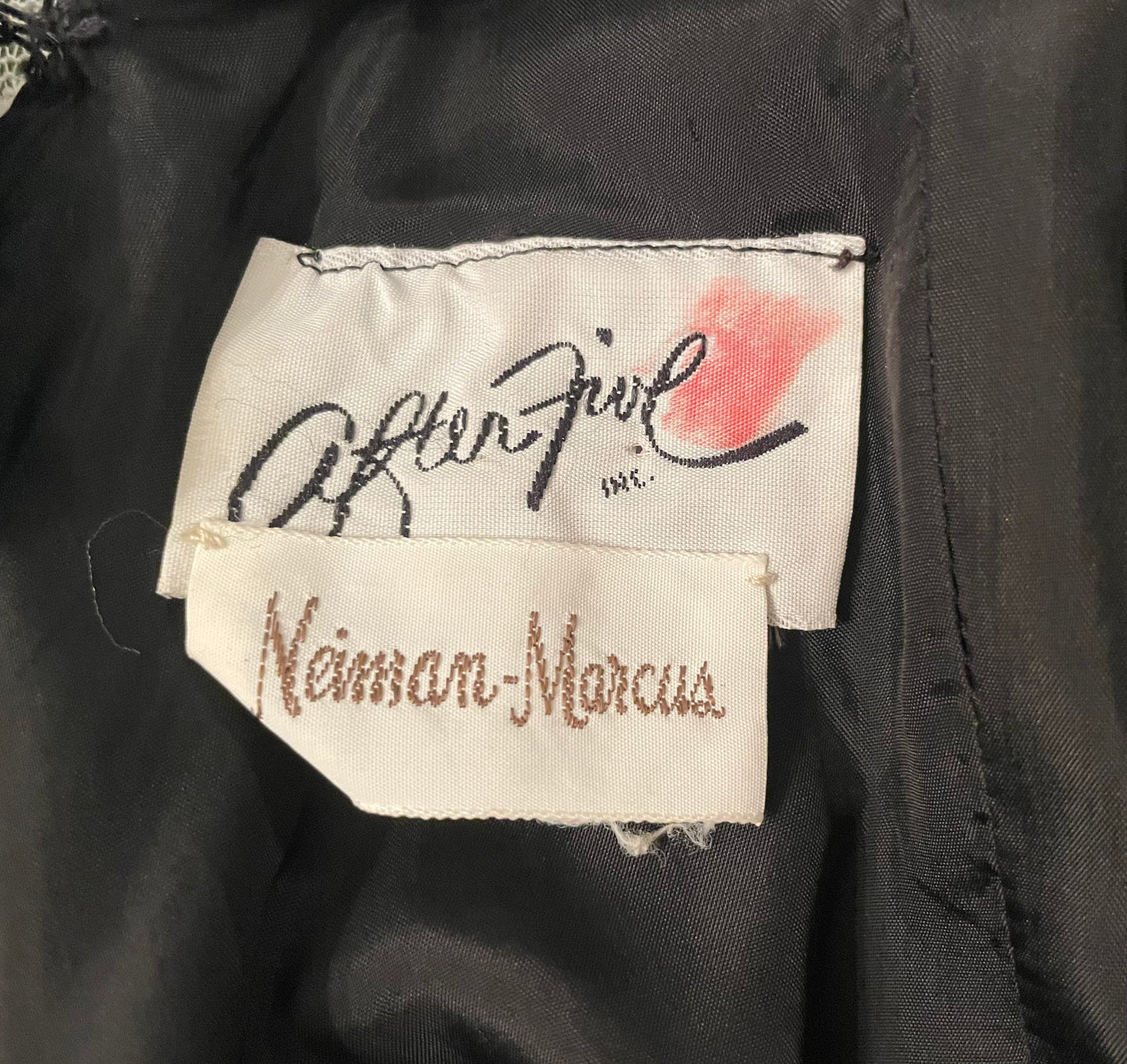 Vintage Black Velvet & Silver Glitter Swirl Party Dress