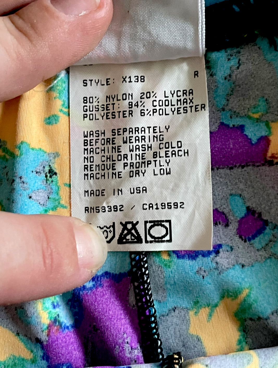 Vintage 1980’s Purple, Teal Blue, Orange & Black Abstract Bike Shorts