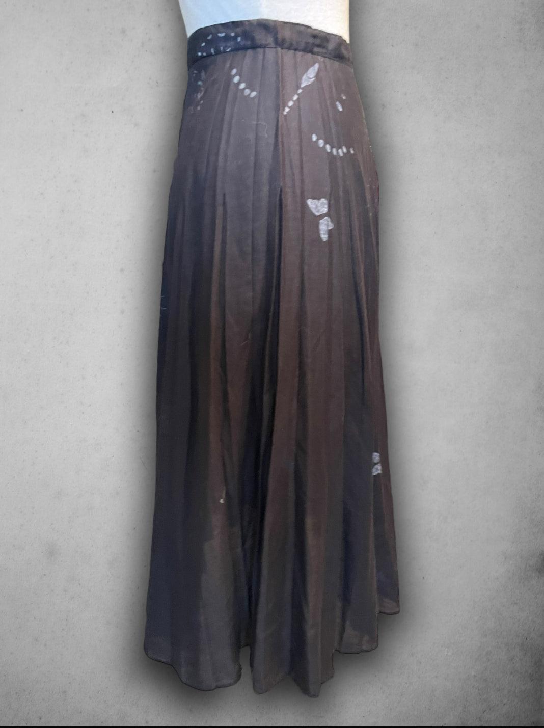 Vintage 1960’s Hand Painted Butterfly Design Long Black Skirt
