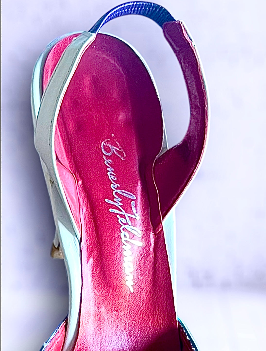 Vintage 1970’s Rainbow Leather Curly Flower Petal & See Through Mesh Panel Slingback Stiletto Heels