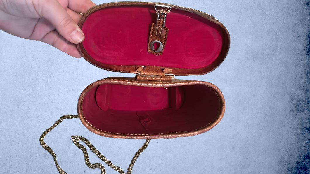 Vintage Brown Leather Binoculars Case Purse