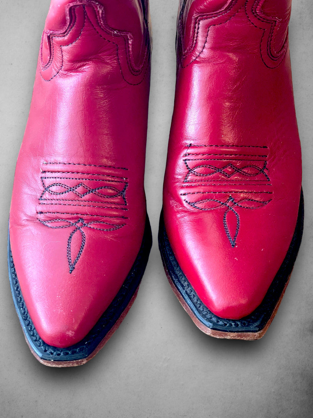 Vintage Womens Red Leather Cowboy Crop Boot Size 6