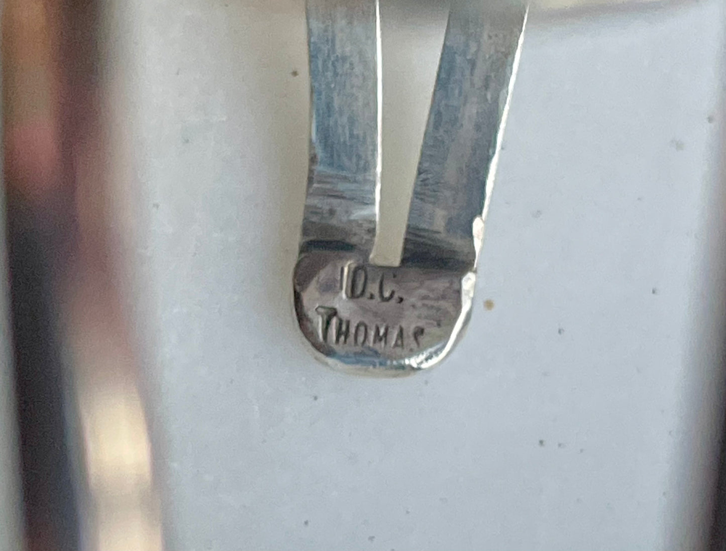 Vintage D.C. Thomas Navajo Native American Turquoise Sterling Silver Cuff Bracelet