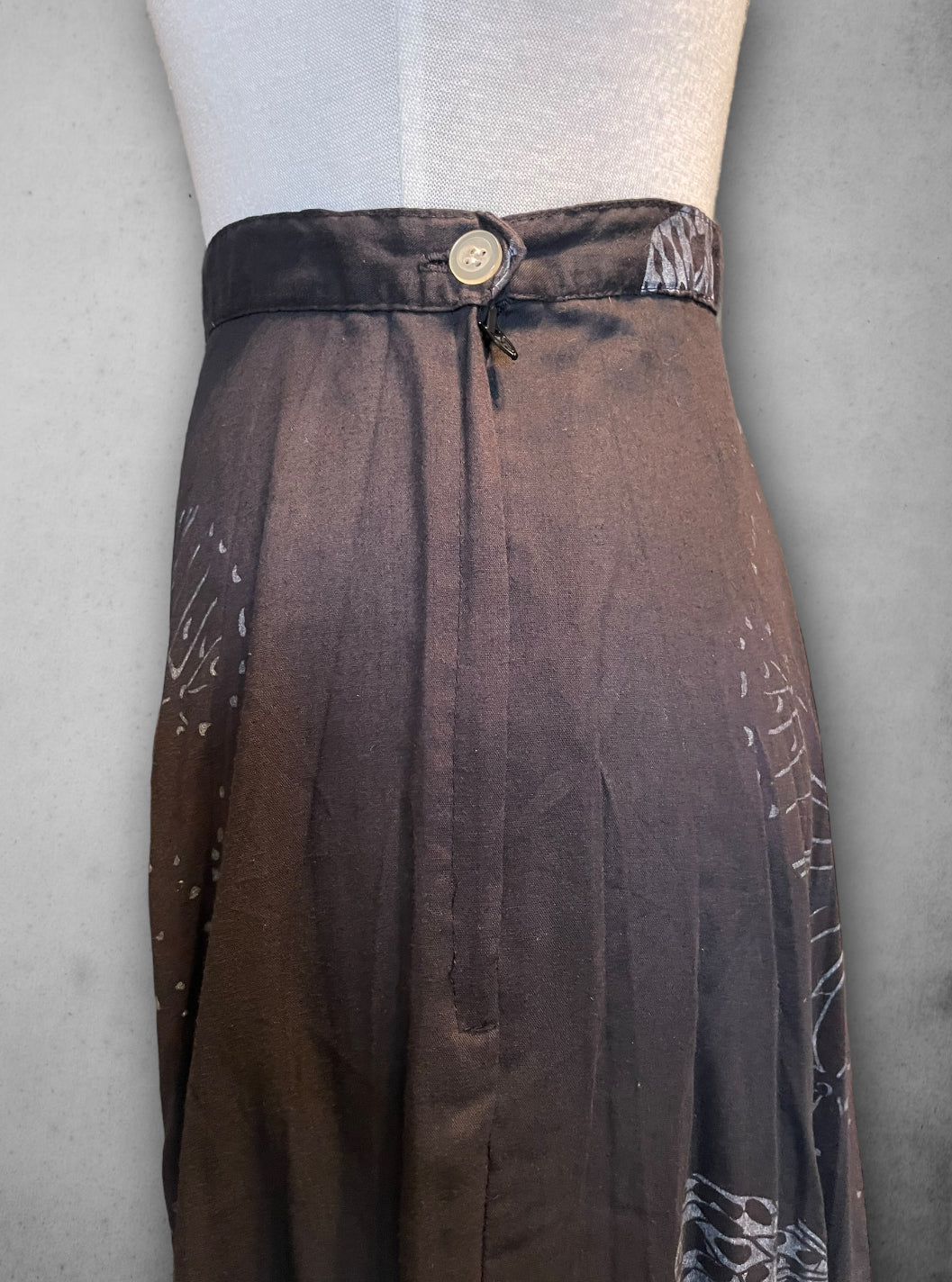 Vintage 1960’s Hand Painted Butterfly Design Long Black Skirt