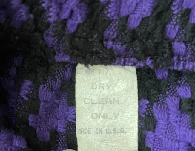 Vintage Purple & Black Houndstooth Wool Mini Pencil Skirt