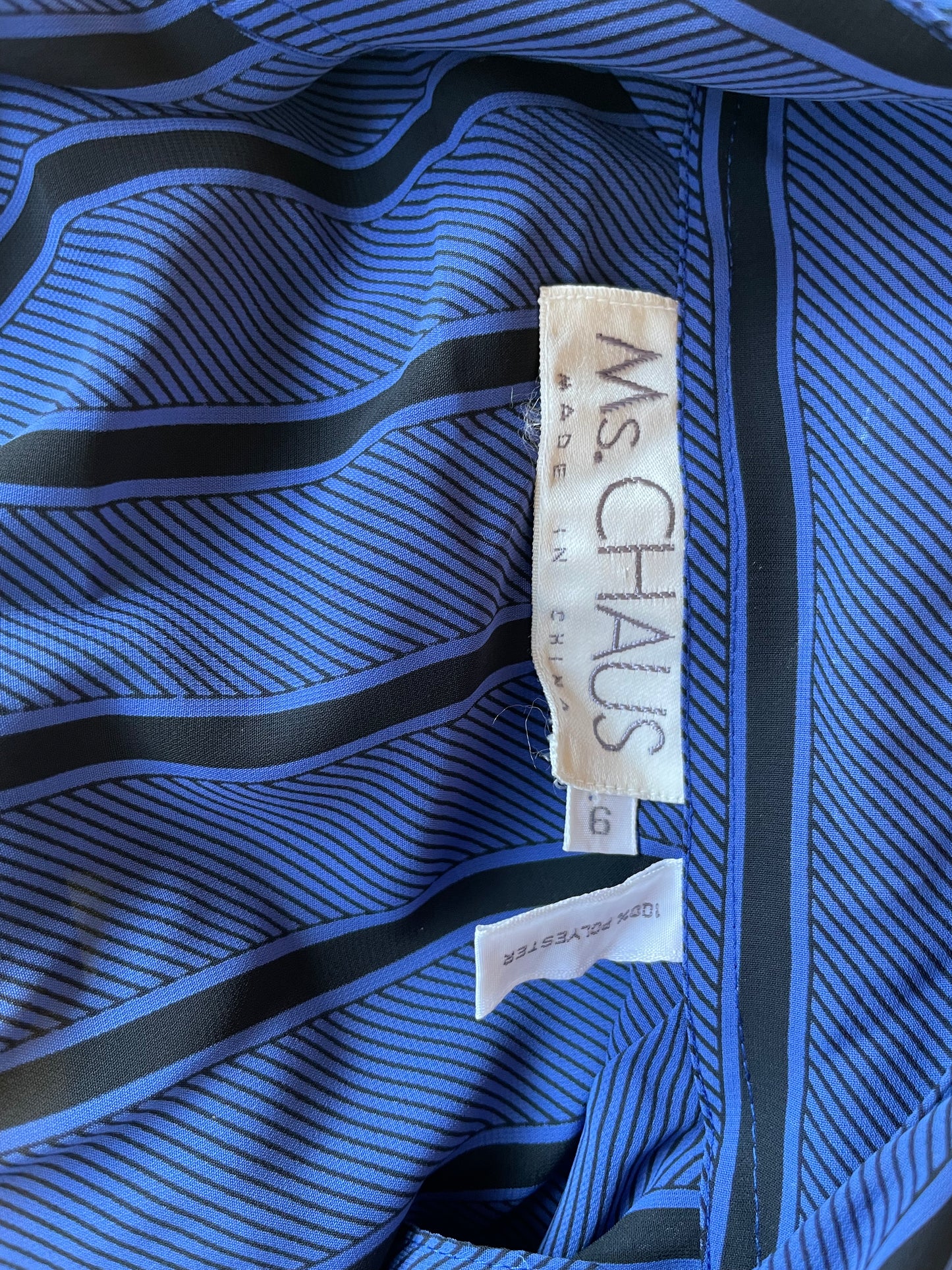 Vintage 1990’s Ms. Chaus Blue & Black Stripe Dress