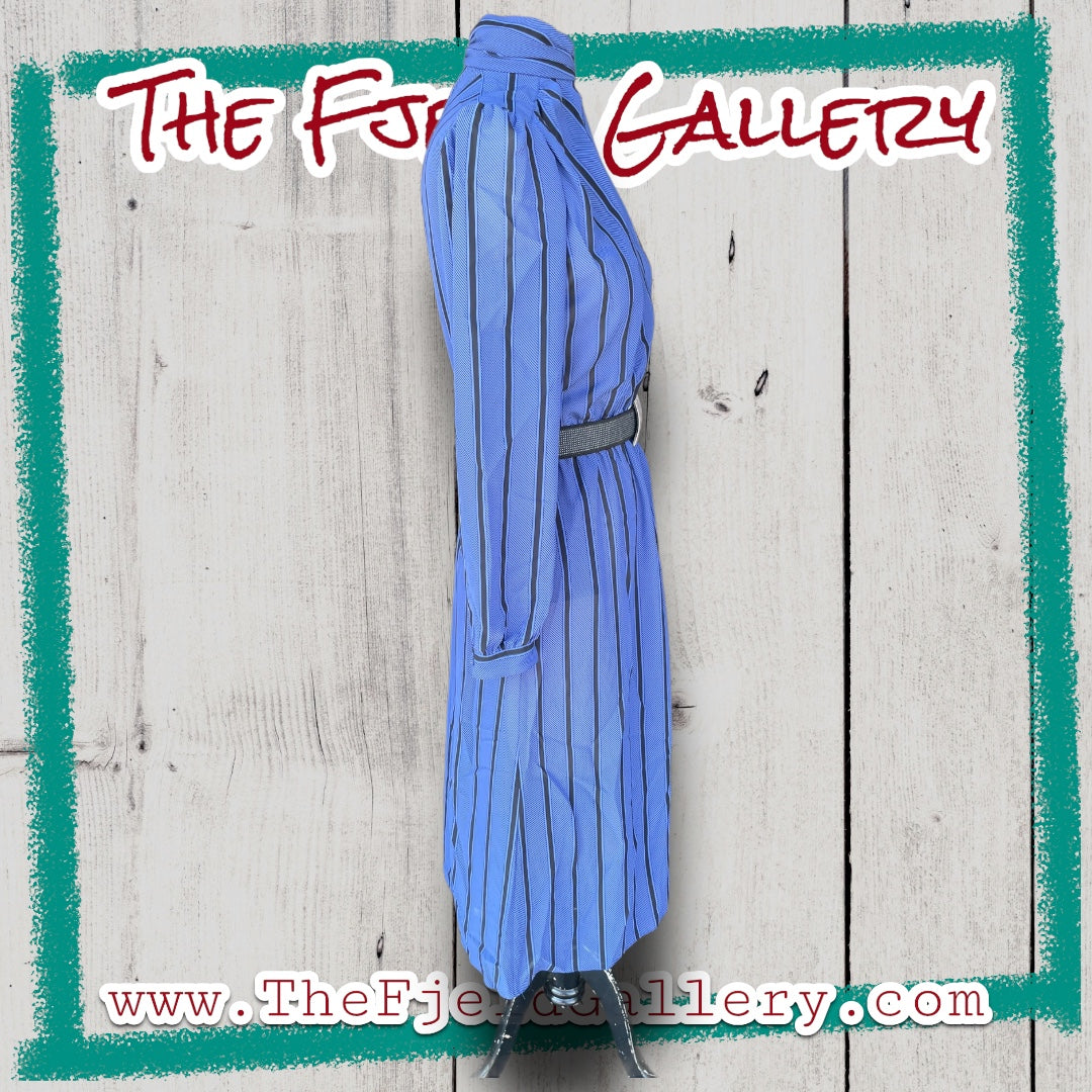 Vintage 1990’s Ms. Chaus Blue & Black Stripe Dress