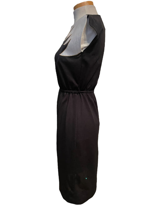 Vintage 1980’s Black & White Geometric Dress with Gold Trim