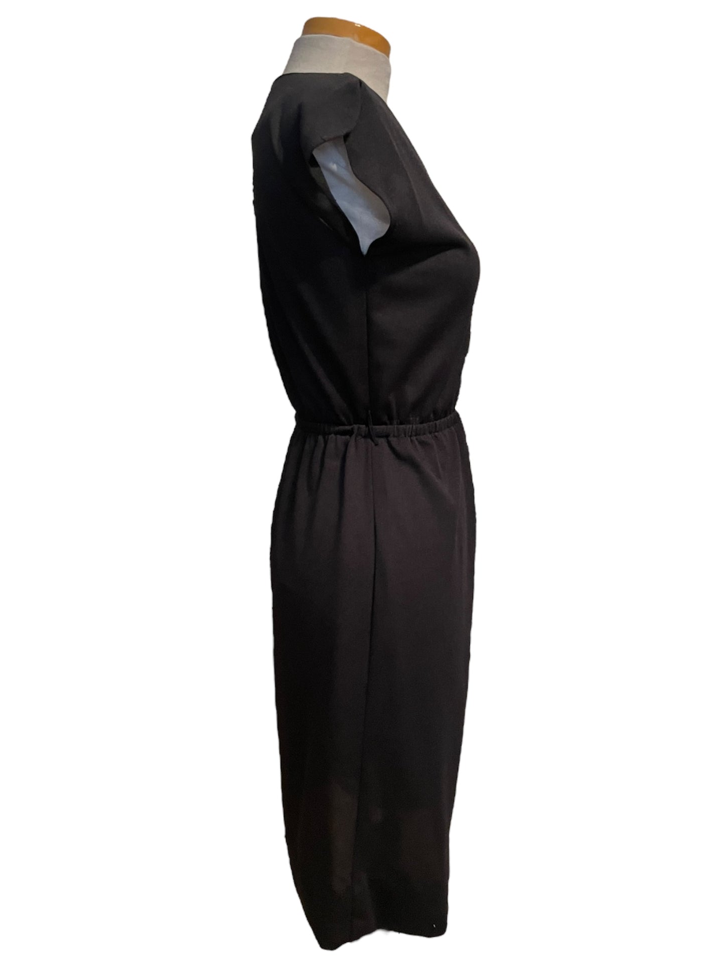Vintage 1980’s Black & White Geometric Dress with Gold Trim