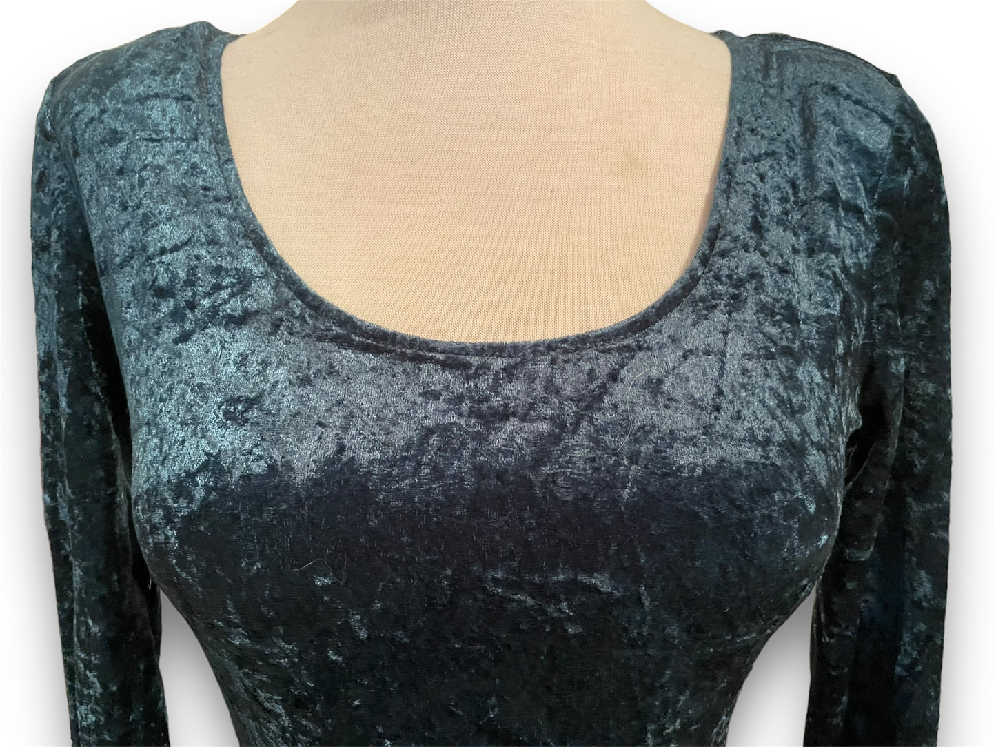 90s All That Jazz Emerald Green Crush Velvet Body Con Cocktail Mini Dress NOS