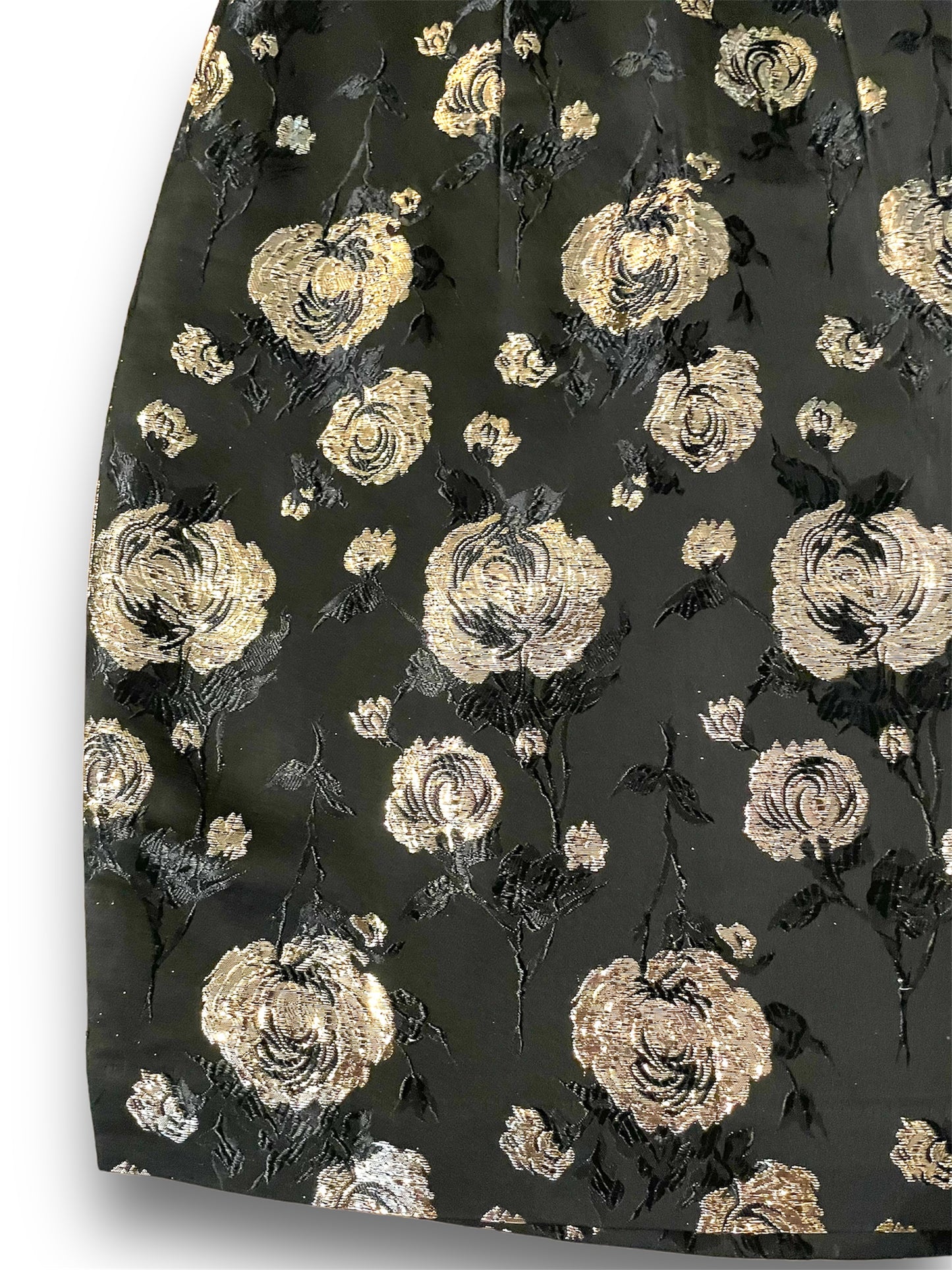 Vintage Asian Cheongsam Black & Gold Flower Embroidered Sleeveless Mini Dress