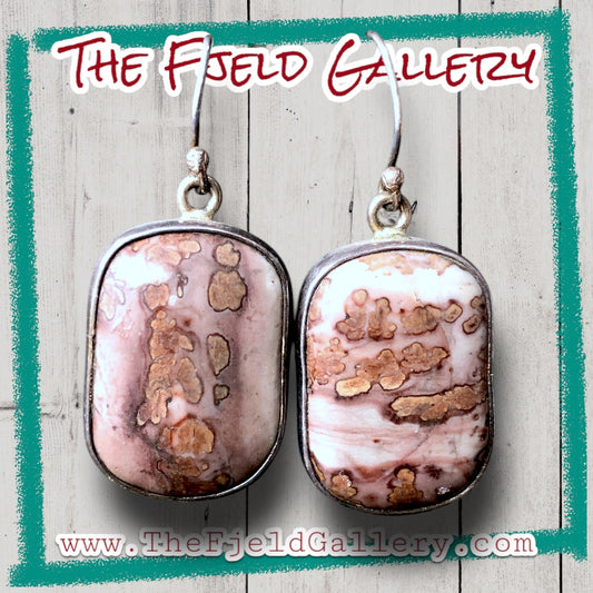 Sterling silver ocean jasper hook dangle earrings