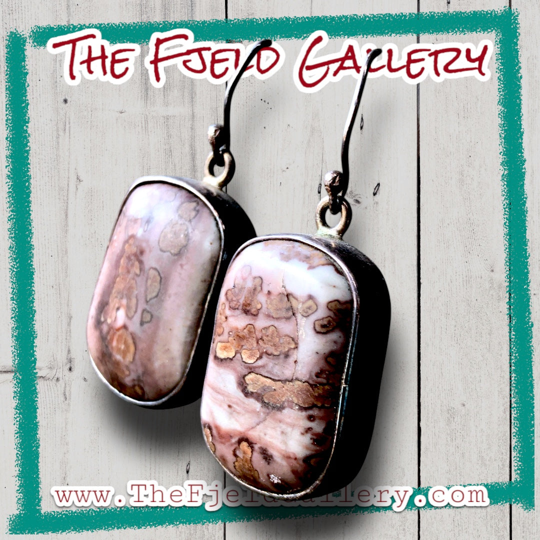 Sterling silver ocean jasper hook dangle earrings