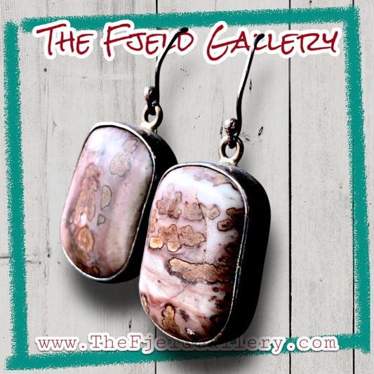 Sterling silver ocean jasper hook dangle earrings