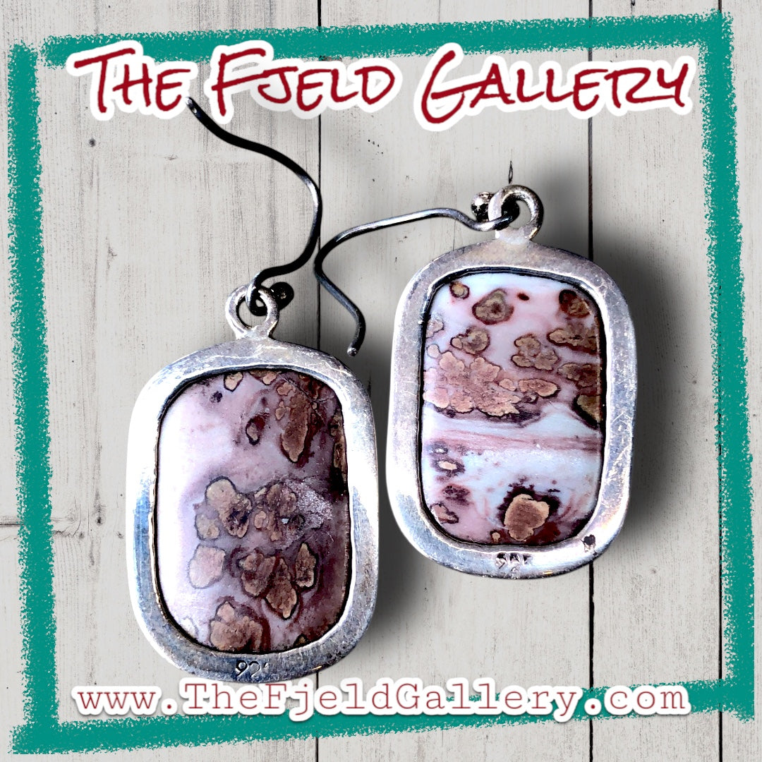 Sterling silver ocean jasper hook dangle earrings