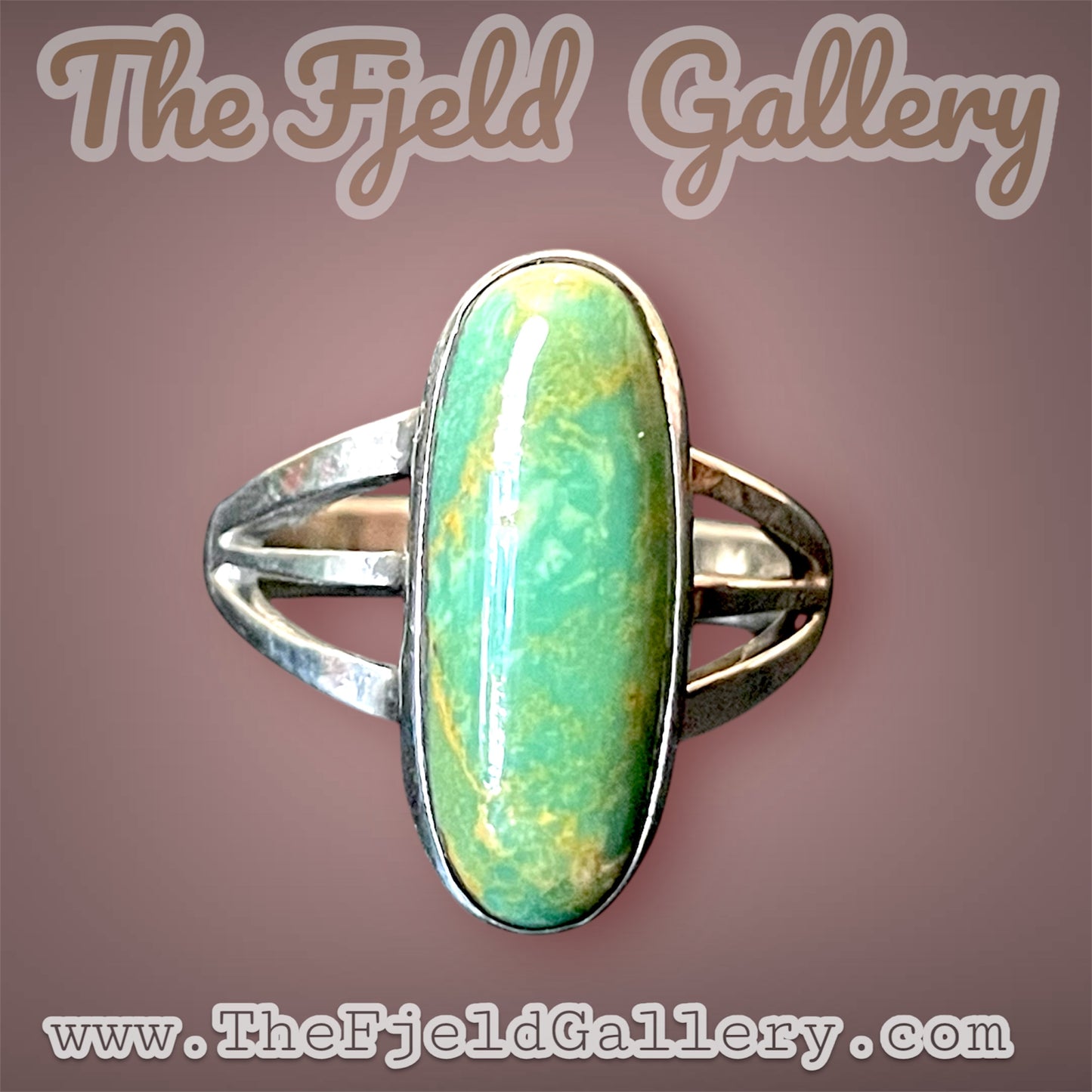 Native American Embossed Green Turquoise Gemstone Solitare Ring Size 6.25