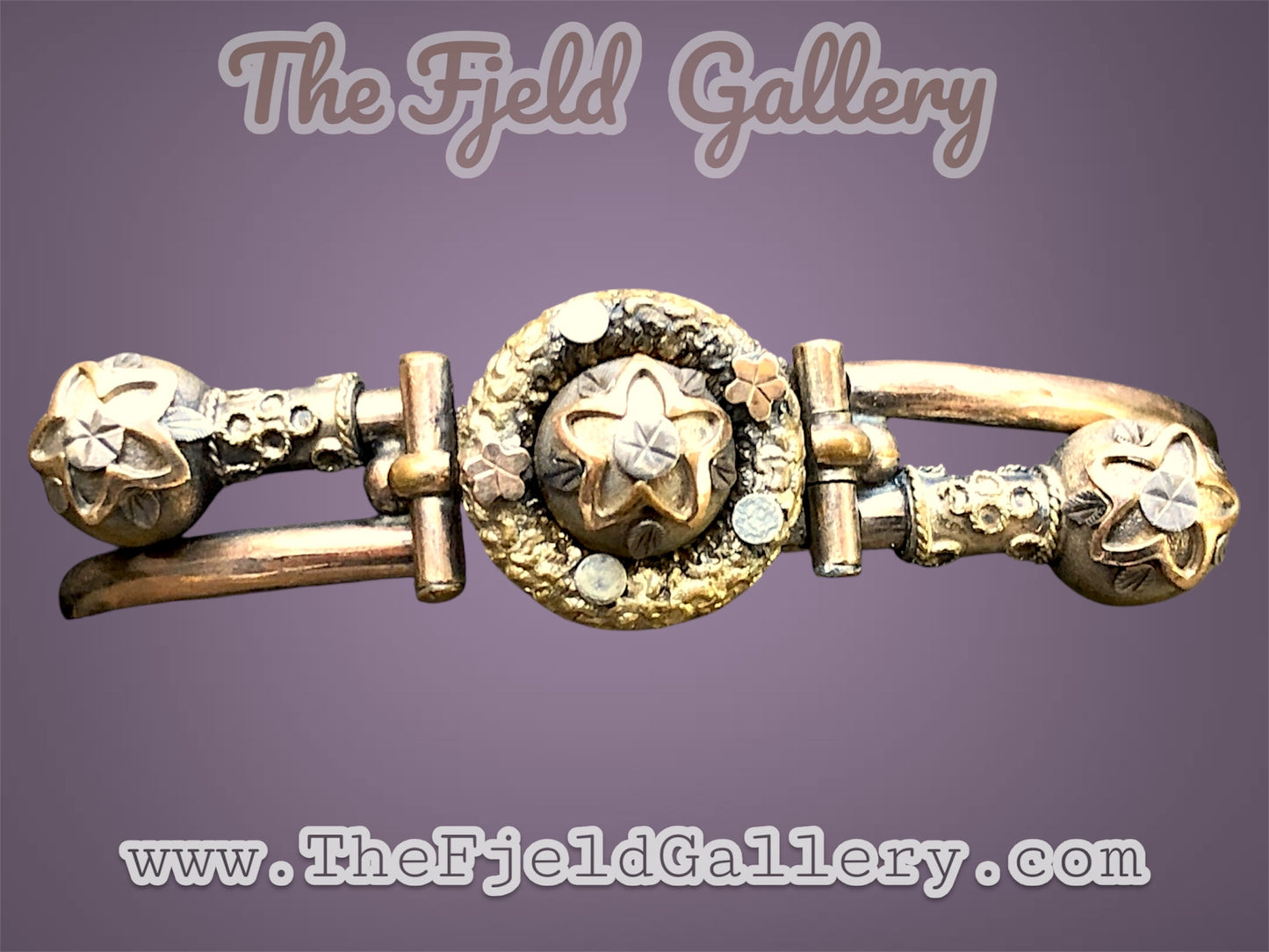 Victorian mixed metal rolled gold hinged cuff bracelet