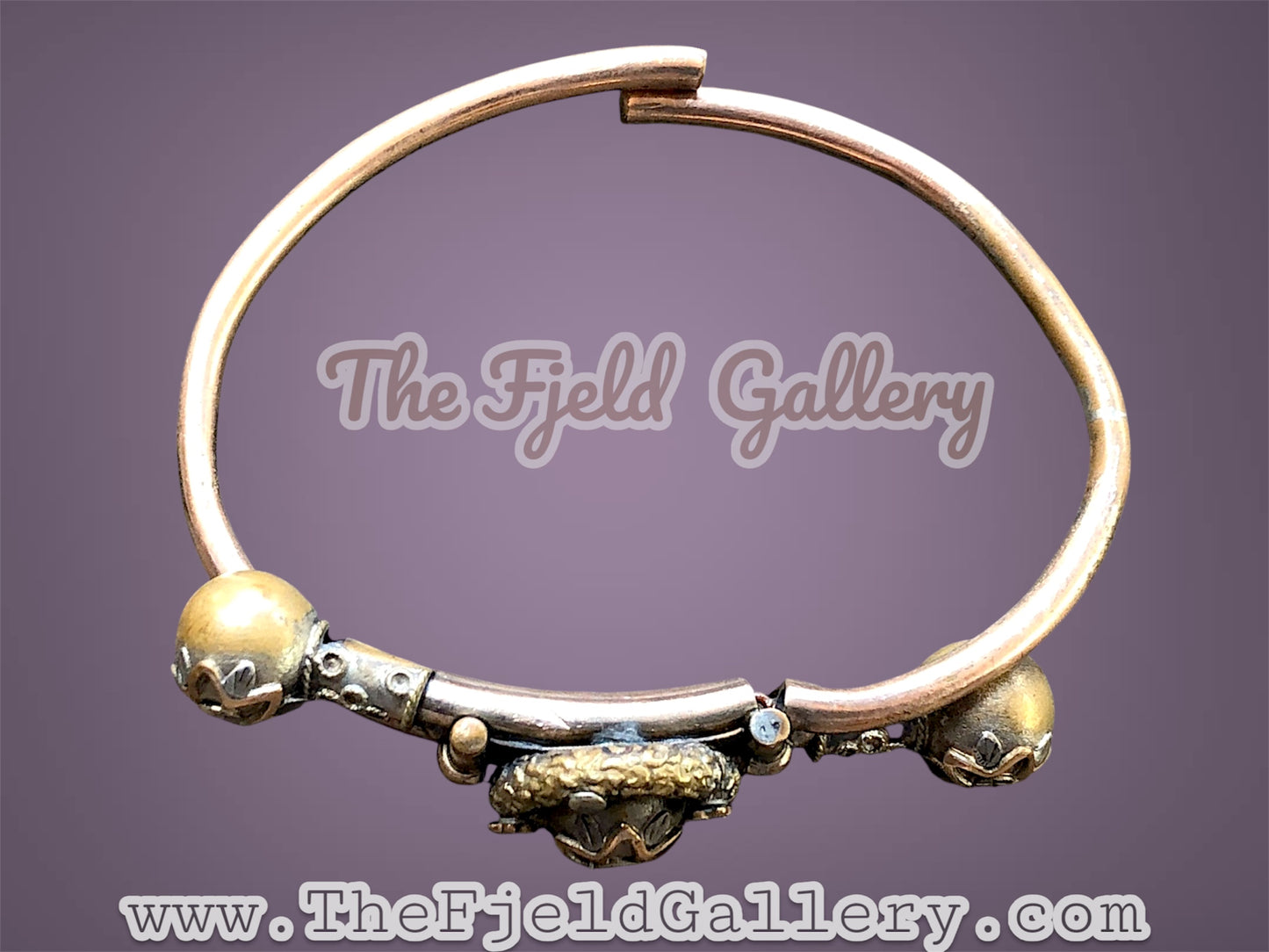Victorian mixed metal rolled gold hinged cuff bracelet