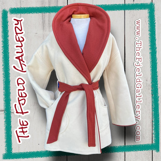 Vintage 1960’s Wool Rust Orange & Cream Robe Style Coat