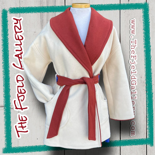 Vintage 1960’s Wool Rust Orange & Cream Robe Style Coat