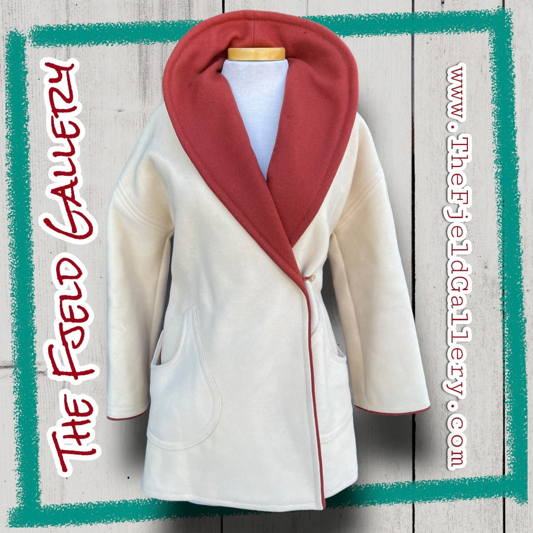Vintage 1960’s Wool Rust Orange & Cream Robe Style Coat