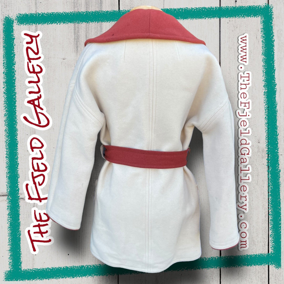 Vintage 1960’s Wool Rust Orange & Cream Robe Style Coat