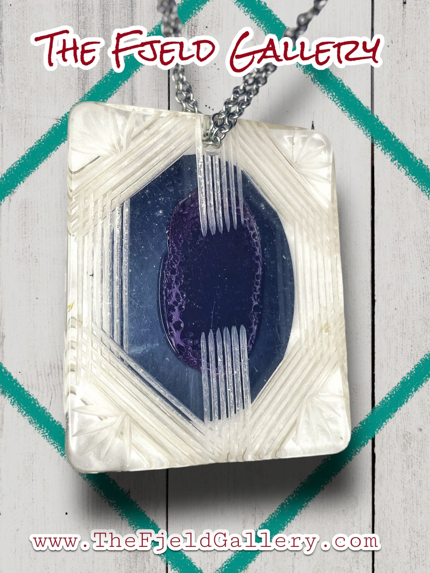 Antique Black & Clear Lucite Cameo Mourning Necklace